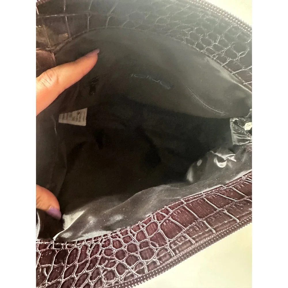 Icing Womens Faux Croc Embossed Satchel Handbag Black Burgundy Grey 34136-2 NWT